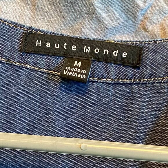 Haute Monde M medium shorts romper long roll sleeves denim look tencel - Picture 2 of 7